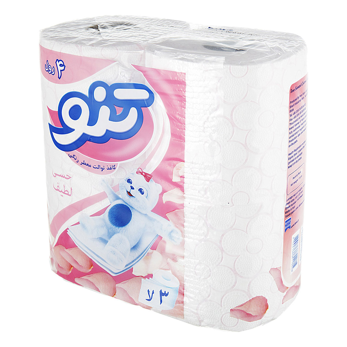 دستمال توالت معطر و رنگی سه لایه 4 رول تنو