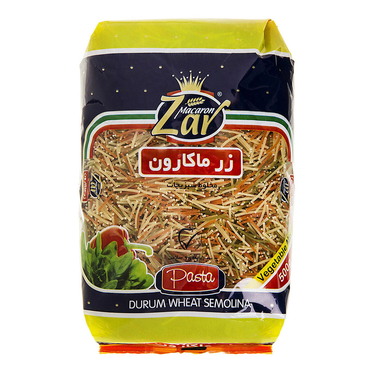 ماکارونی فیدلی سبزیجات 500 گرمی زر‌ماکارون