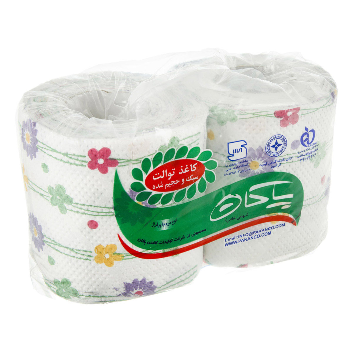 دستمال توالت گلدار و رنگی 2 رول پاکان