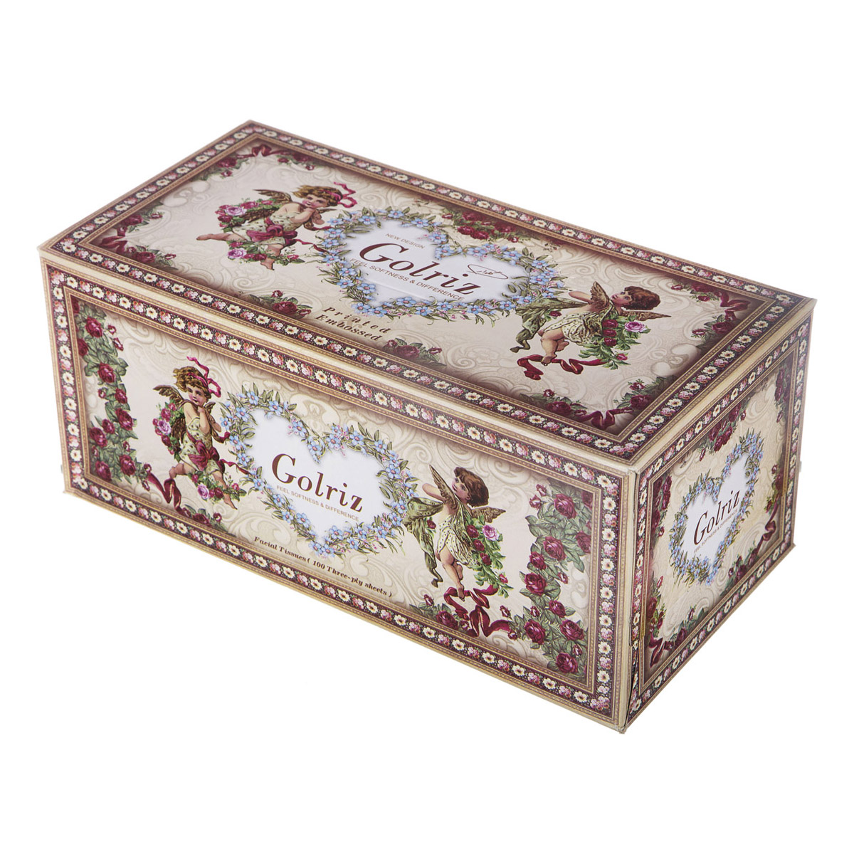 دستمال کاغذی گلدار طرح فرشته سه لایه 100 برگ گلریز
