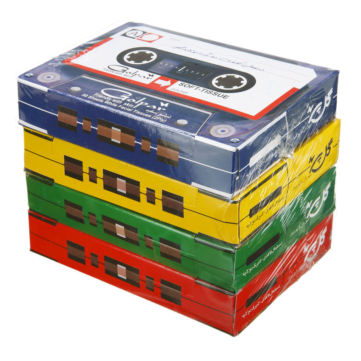 دستمال کاغذی نوار کاست 4 عددی 50 برگ دو لایه گل‌پر
