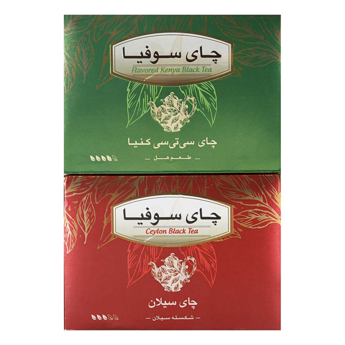 چای سیاه 2 عددی شکسته سیلان و سی تی سی با طعم هل 400 گرمی سوفیا