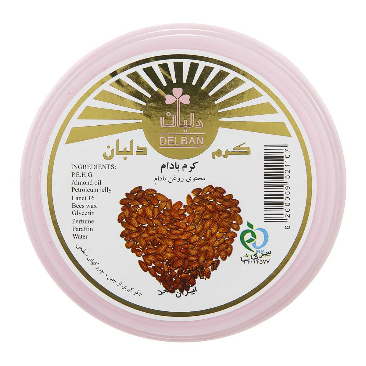 کرم جار بادام 180 میلی‌لیتری دلبان