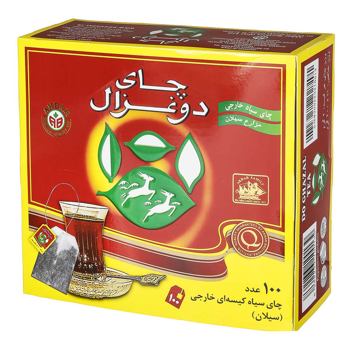 چای سیاه کیسه‌ای ساده 100 عددی دوغزال