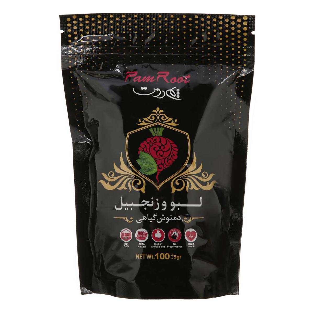 دمنوش گیاهی لبو و زنجبیل 100 گرمی پم روت
