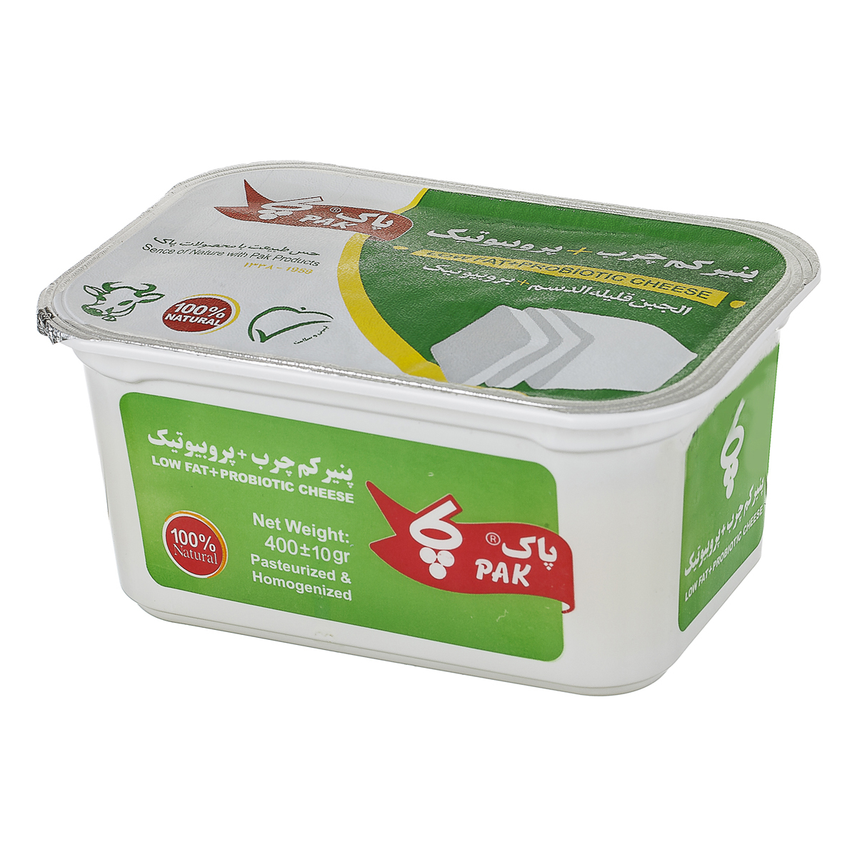 پنیر کم چرب پربیوتیک 400 گرمی پاک