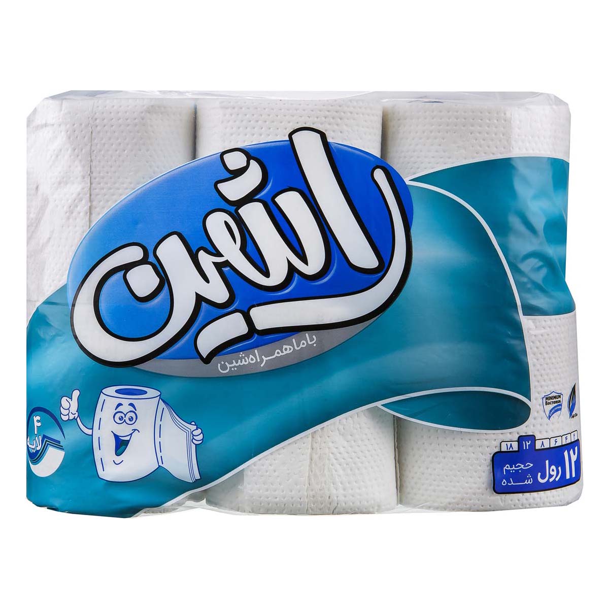دستمال توالت 4 لایه  12 رول راشین