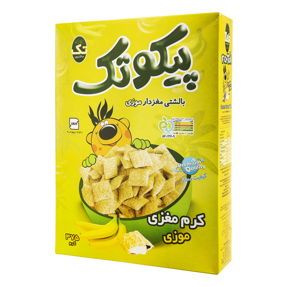 پیکوتک بالشتی مغزدار موزی 375 گرمی تک‌ماکارون 