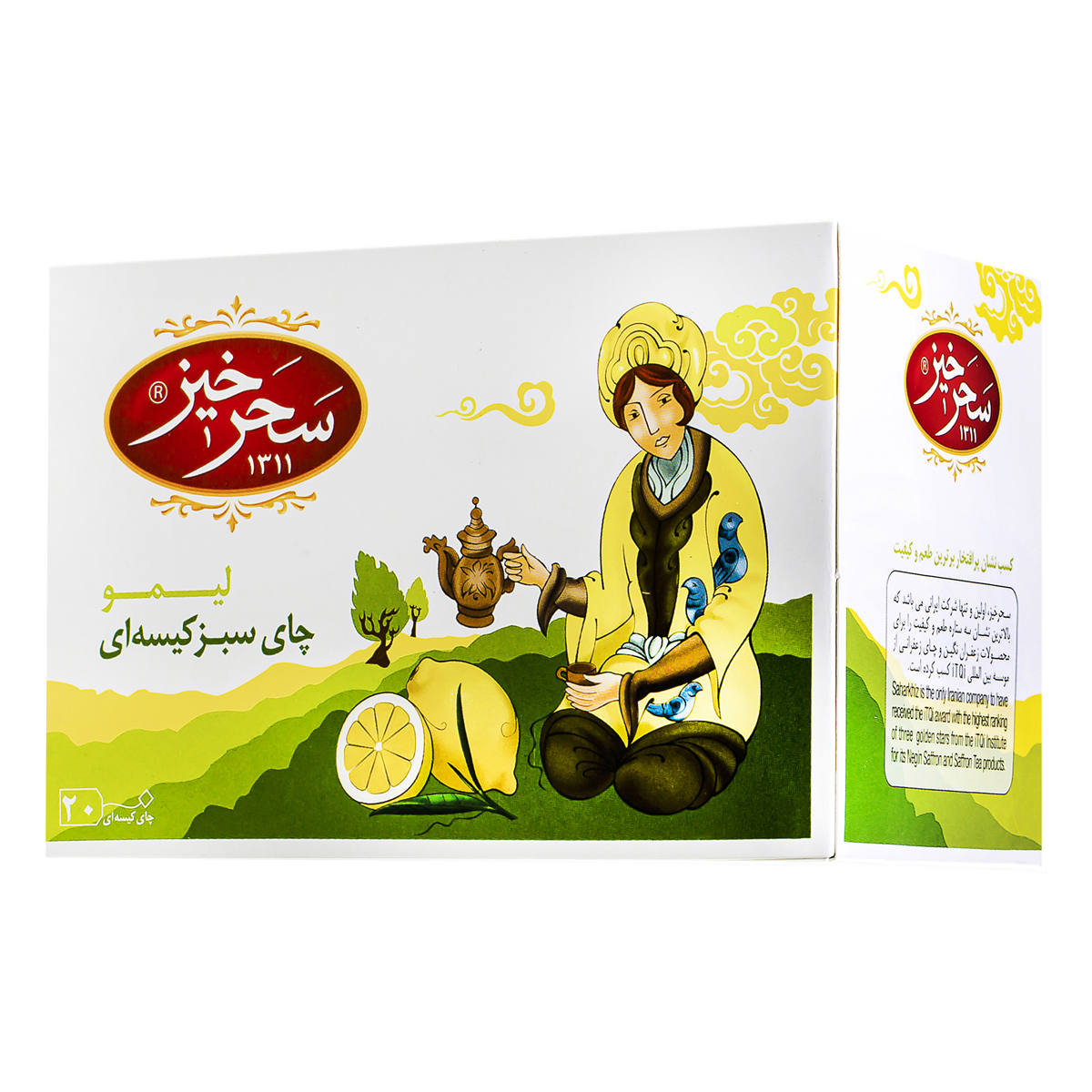 چای سبز کیسه ای لیمویی 20 عددی سحرخیز