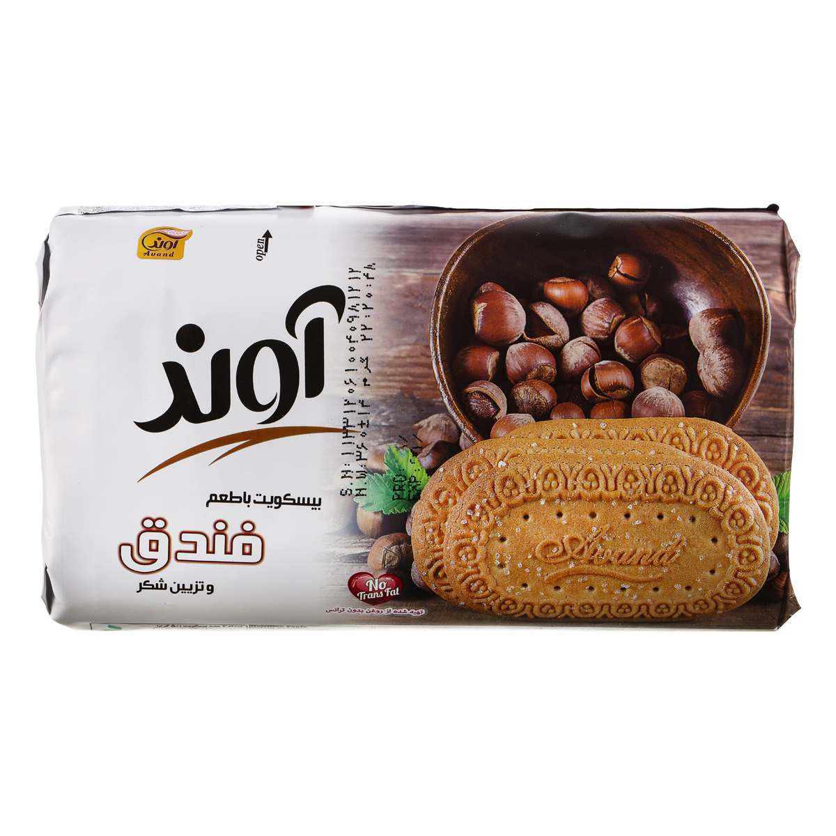بیسکویت با طعم فندق و تزیین شکر360 گرمی آوند
