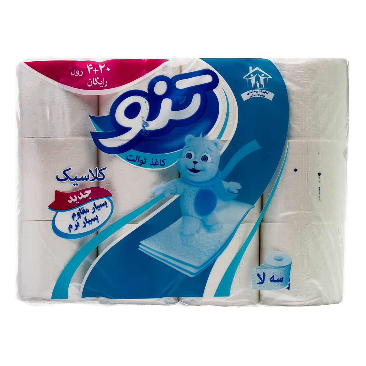 دستمال توالت کلاسیک 3 لایه 24 عددی تنو