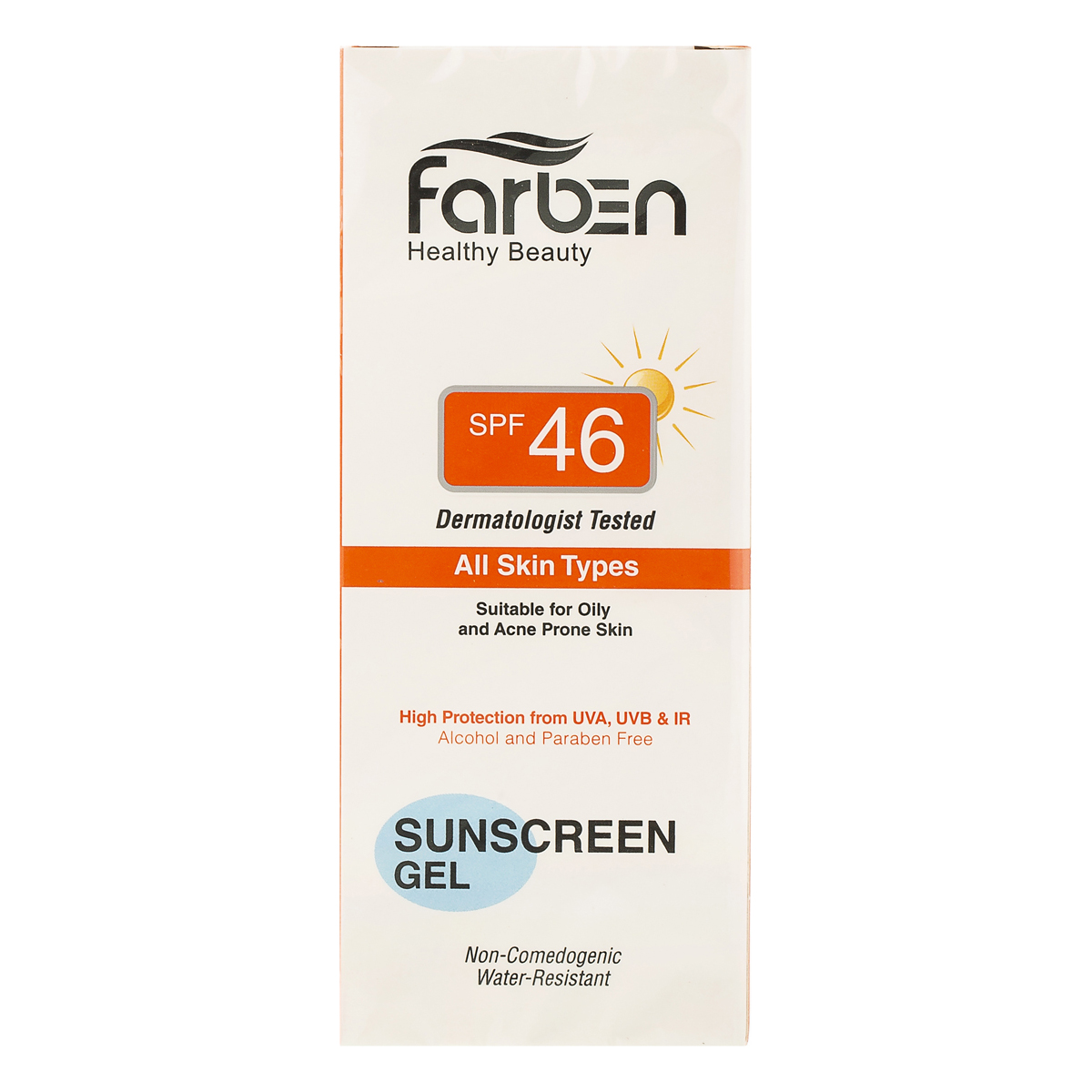 ژل ضدآفتاب spf 46 مناسب پوستهای چرب 50 میلی لیتری فاربن