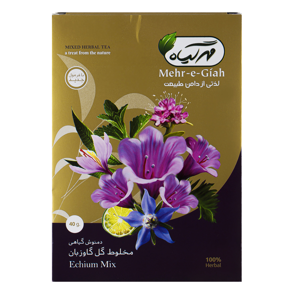 دمنوش گیاهی مخلوط گل گاوزبان 40 گرمی مهرگیاه