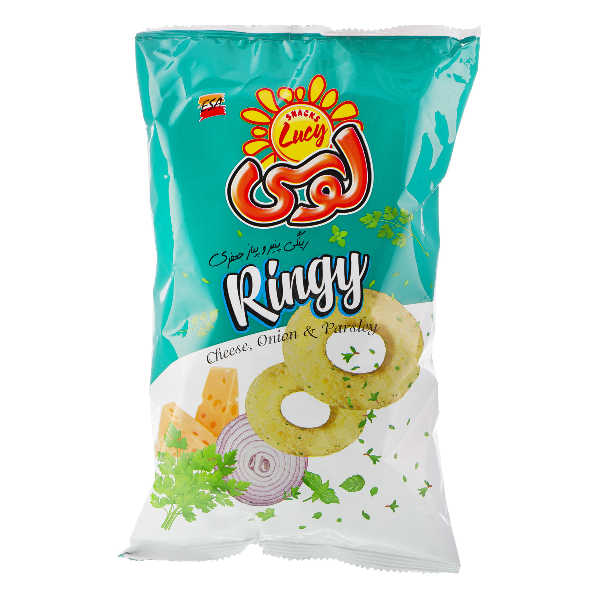 اسنک رینگی پنیر و پیاز جعفری 50 گرمی لوسی