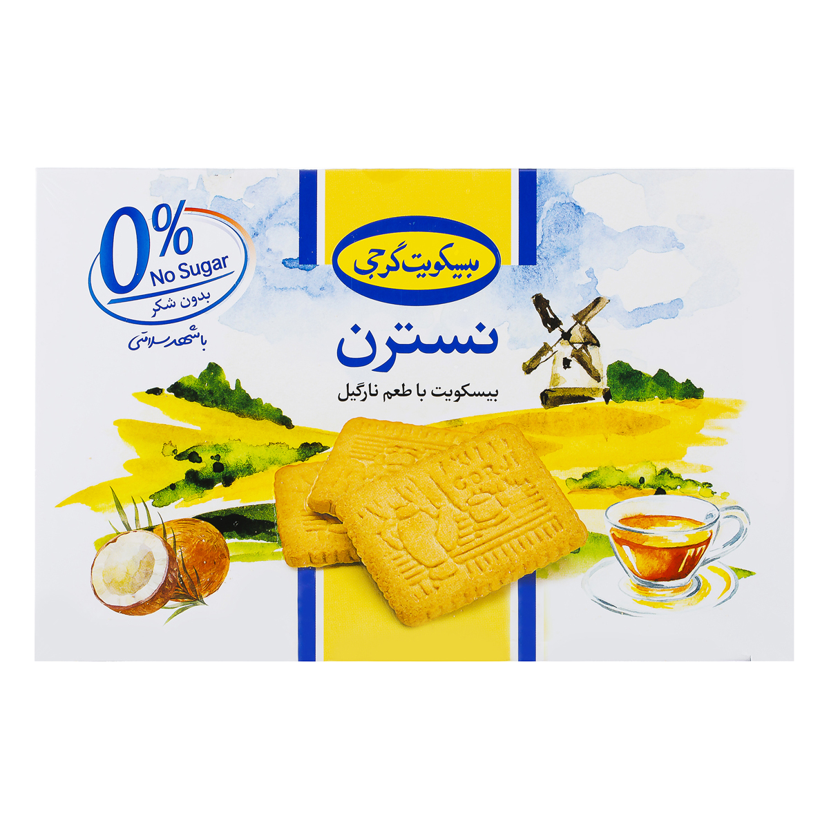 بیسکویت نسترن با طعم نارگیل بدون شکر 350 گرمی گرجی