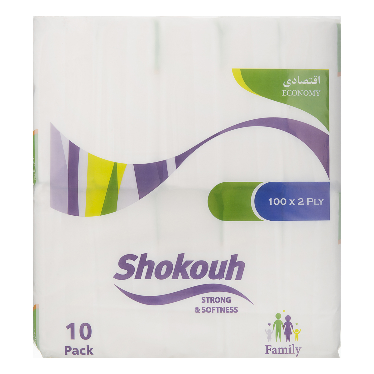 دستمال کاغذی دو لایه 100 برگ 10 عددی شکوه