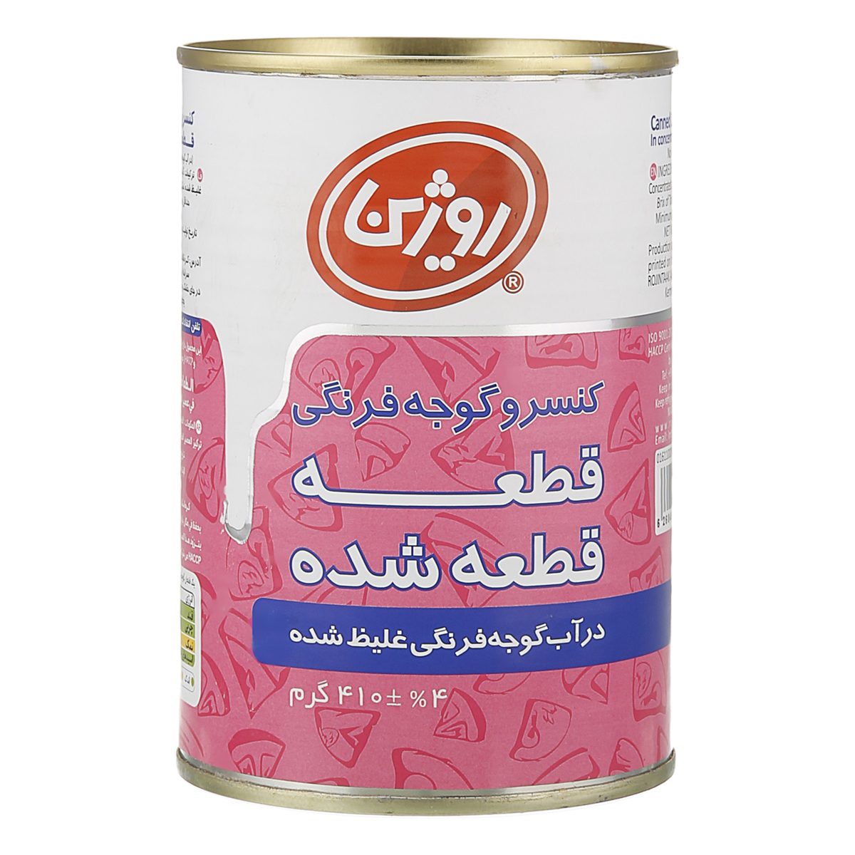 کنسرو گوجه فرنگی قطعه قطعه شده 410 گرمی روژین