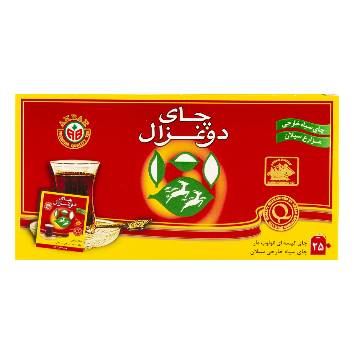 چای سیاه کیسه‌ای خارجی 25 عددی دوغزال