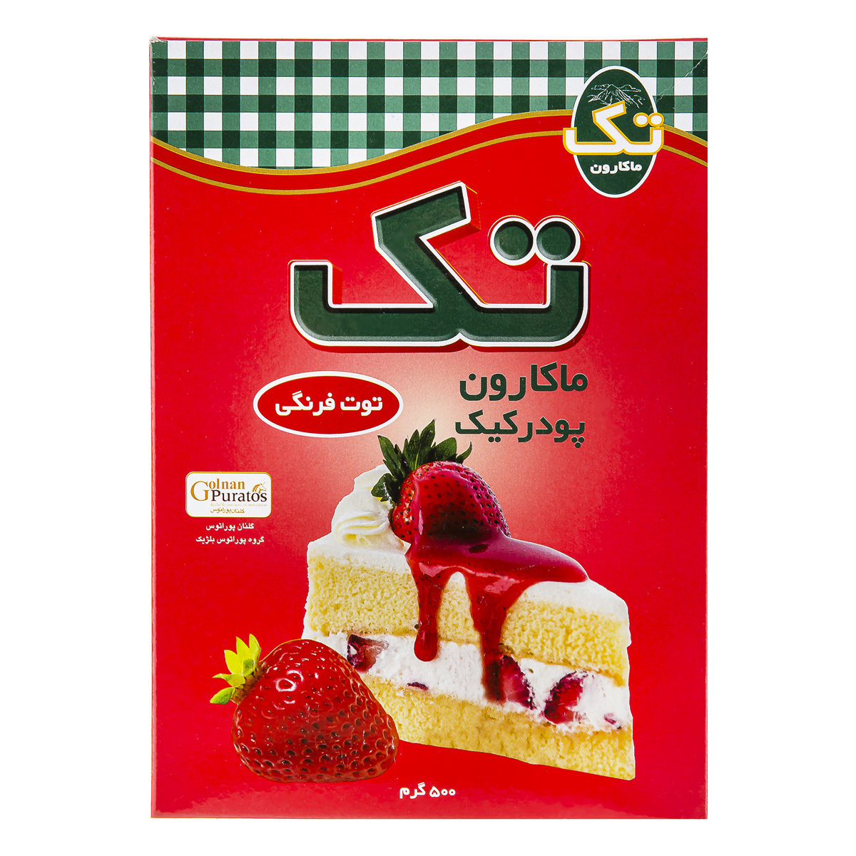 پودر کیک توت فرنگی 500 گرمی تک‌ماکارون 