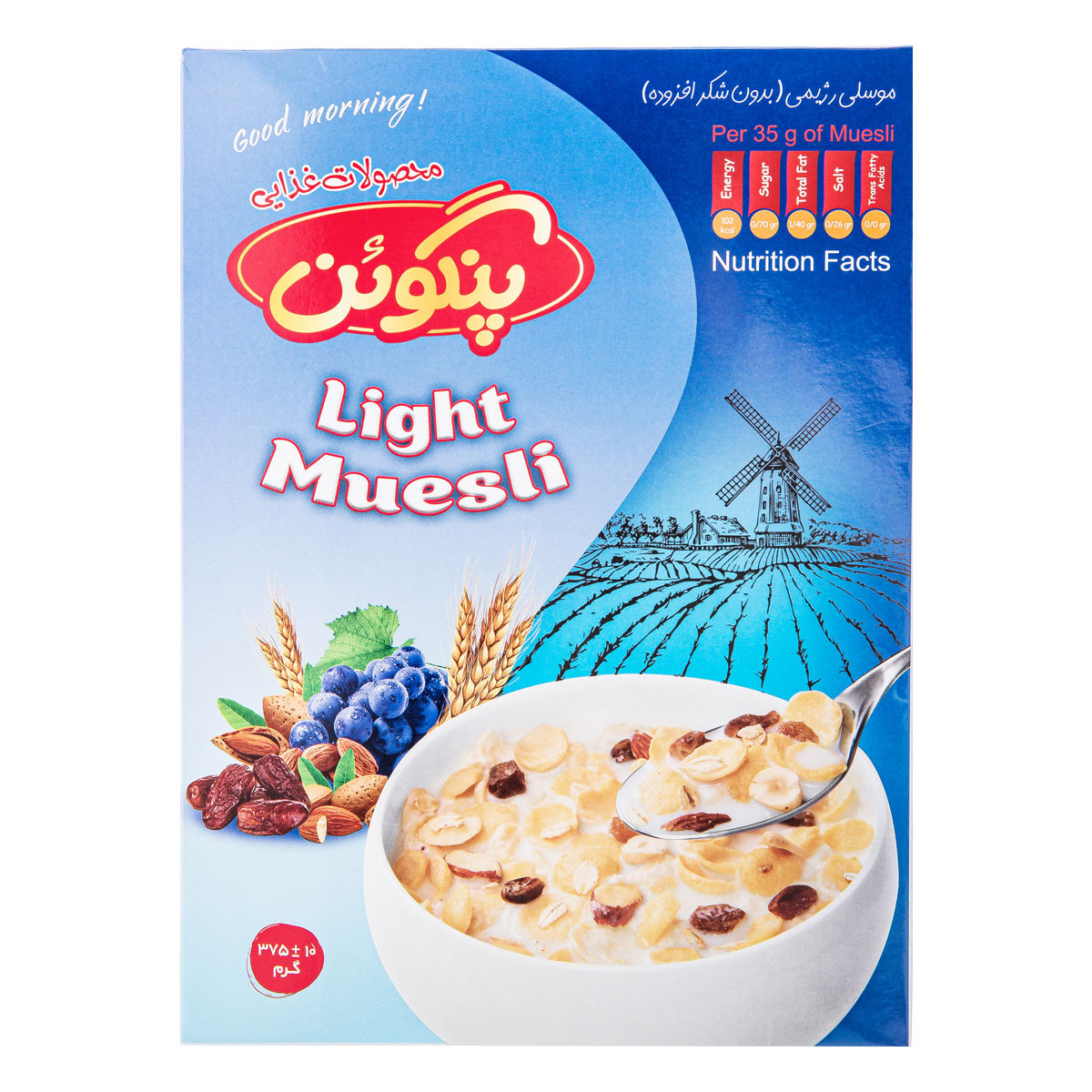صبحانه موسلی بدون شکر 375 گرمی پنگوئن