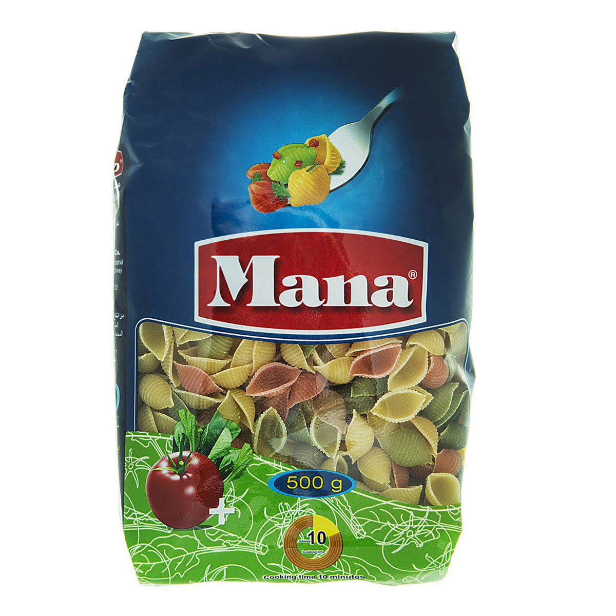 پاستا گوش ماهی سبزیجات 500 گرمی مانا