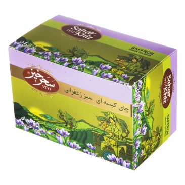 چای کیسه‌ای سبز زعفرانی 25 عددی سحرخیز