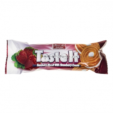 بیسکویت کرمدار توت فرنگی 45 گرمی شیرین‌عسل