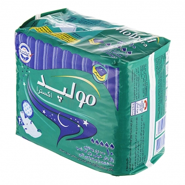نوار بهداشتی اکسترا بسته بندی تکی شب خیلی بزرگ 10 عددی مولپد