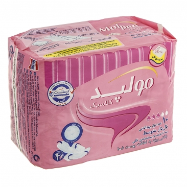 نوار بهداشتی کلاسیک بسته بندی تکی متوسط 10 عددی مولپد