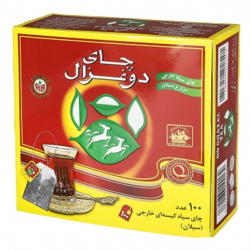چای سیاه کیسه‌ای ساده 100 عددی دوغزال