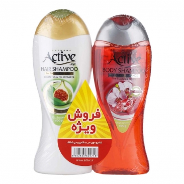 شامپو موی سر و شامپو بدن 400 گرمی اکتیو