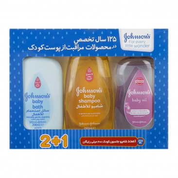 پک شامپو سر و بدن و روغن کودک 3 عددی جانسون