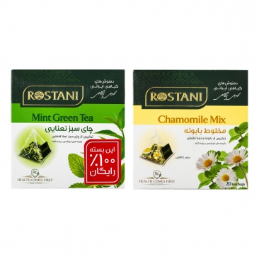 چای سبز نعنایی (رایگان) و مخلوط بابونه 20 عددی رستنی