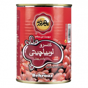 کنسرو لوبیا چیتی با سس چیلی 390 گرمی بهروز