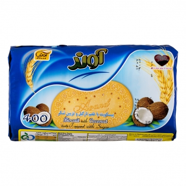 بیسکویت با طعم نارگیل و تزیین شکر360 گرمی آوند