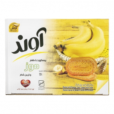 بیسکویت با طعم موز و تزیین شکر تهیه از روغن بدون ترانس 630 گرمی آوند