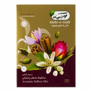 دمنوش گیاهی مخلوط معطر زعفرانی 75 گرمی مهر گیاه