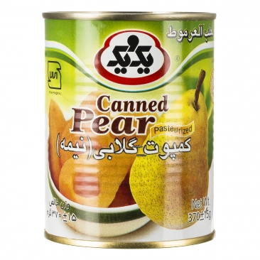 کمپوت گلابی نیمه 370 گرمی یک و یک