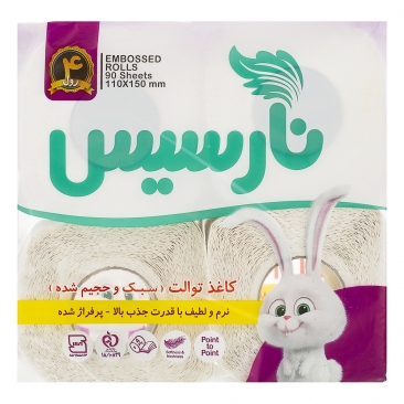 کاغذ توالت 4 لایه 4 رول نارسیس 