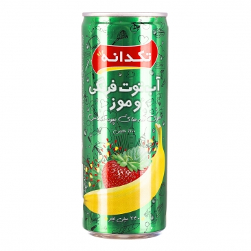 نوشیدنی توت فرنگی و موز پالپ دار 240 میلی لیتری تکدانه