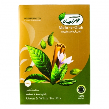 مخلوط گیاهی چای سبز و سفید 100 گرمی مهرگیاه