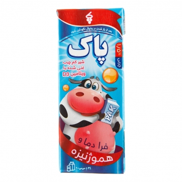 شیر فرادما غنی شده با ویتامین D3 کم چرب 200 میلی لیتری پاک