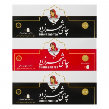 پک چای کیسه ای 3 عددی (2 بسته ارل گری 25 عددی + 1 بسته رویال 25 عددی) شهرزاد