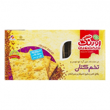 نان خشک کاک حاوی آرد جو دوسر و تخم کتان بدون شکر 400 گرمی اورنگ