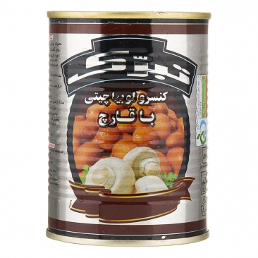 کنسرو لوبیا چیتی با قارچ 380 گرمی تبرک