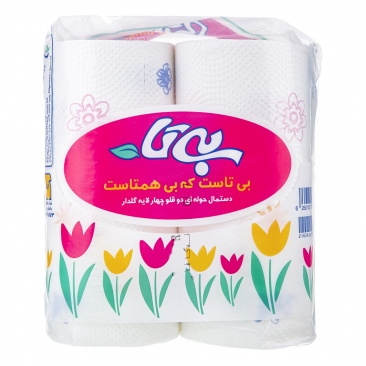 دستمال حوله ای چهار لایه گلدار دو رول بی تا