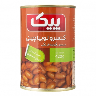 کنسرو لوبیا چیتی در سس گوجه فرنگی 420 گرمی پیک