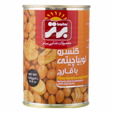 کنسرو لوبیا چیتی با قارچ 420 گرمی برتر 