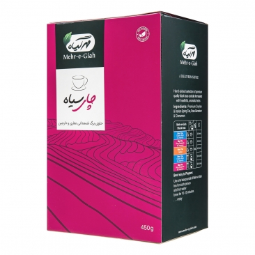 چای سیاه حاوی برگ شمعدانی عطری و دارچین 450 گرمی مهرگیاه