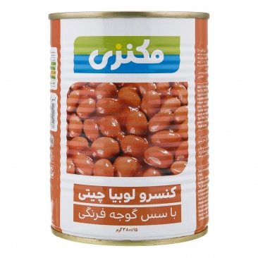 کنسرو لوبیا چیتی با سس گوجه فرنگی 380 گرمی مکنزی